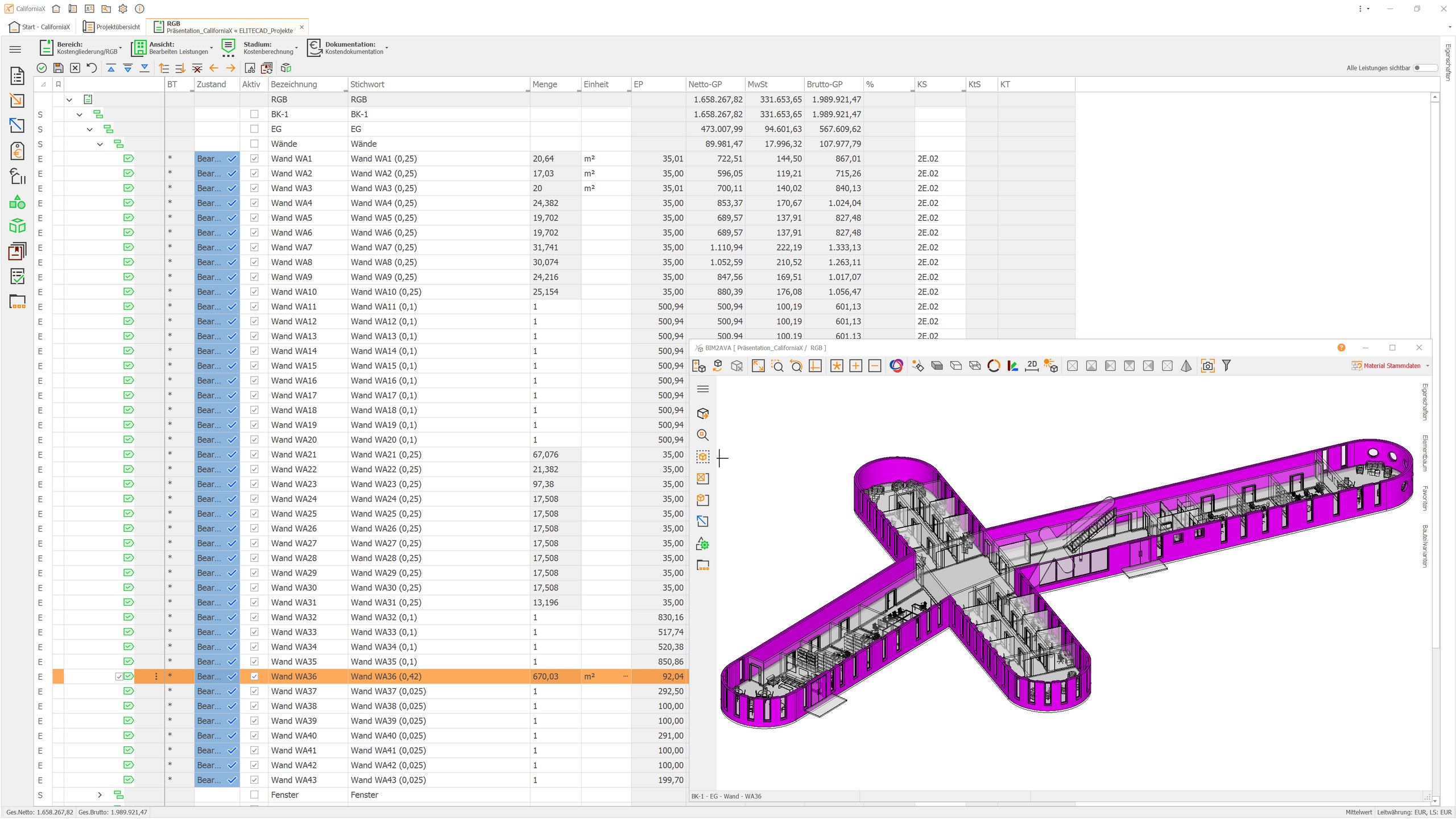 Screenshot: Raum- und Gebäudebuch in CaliforniaX