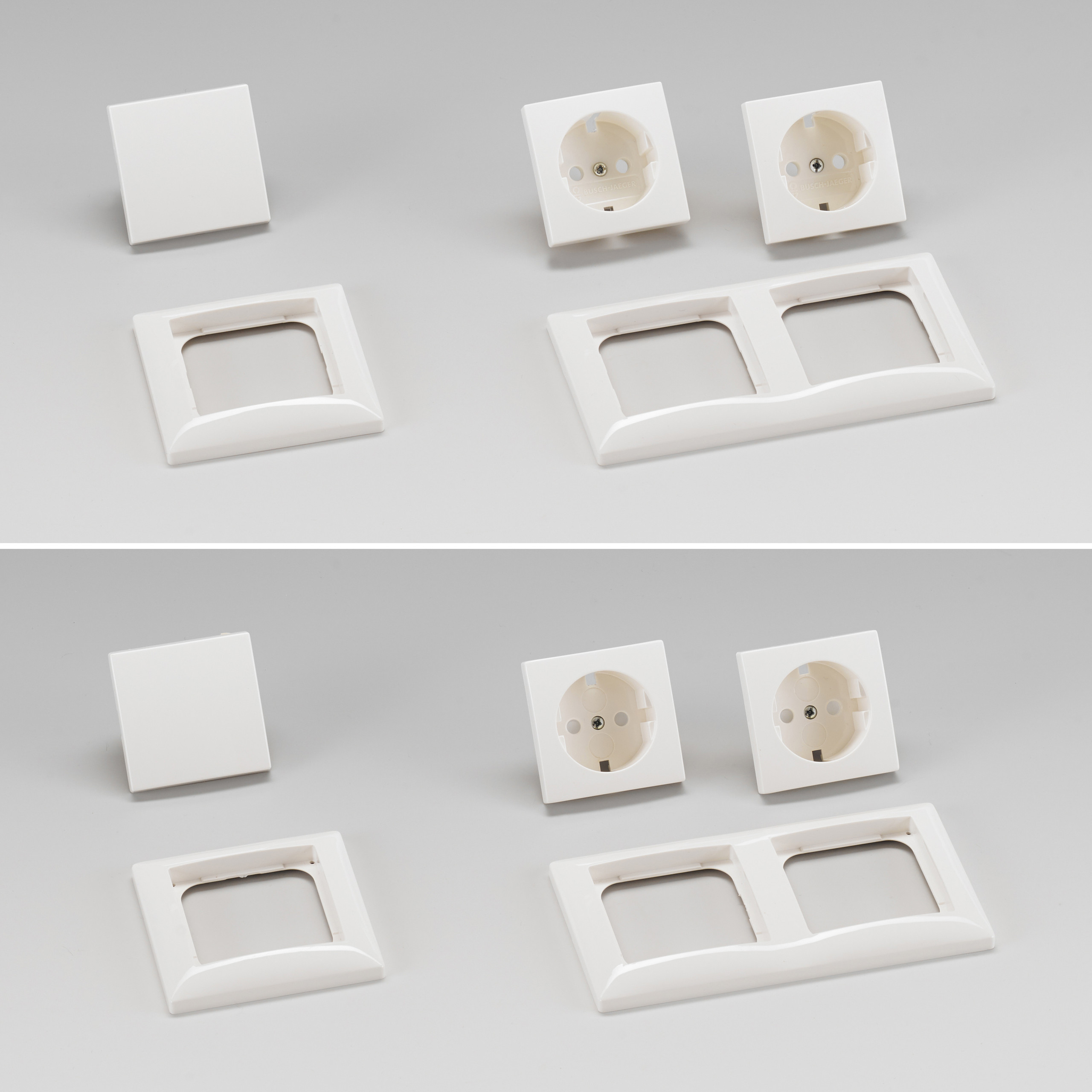 Das Bild zeigt das originale Schaltprogramm von ABB (oben) sowie die Kopien von der Handelshaus Klein GmbH (unten).