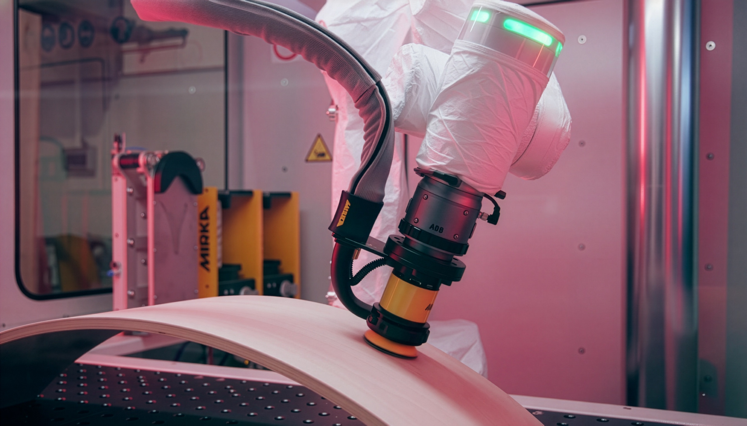 <p>Man sieht: OmniVance Collaborative Surface Finishing Cell einschließlich eines GoFa-Cobots von ABB Robotics.<p>