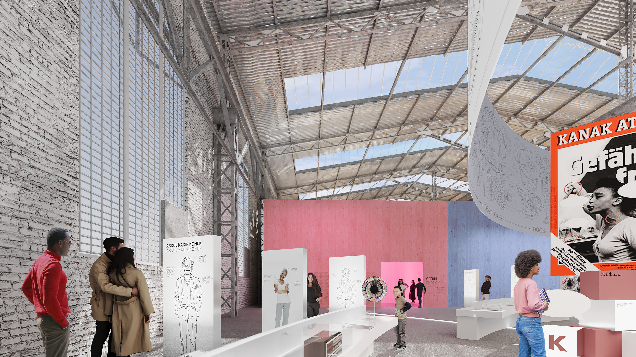 Ausstellungstraum mit Menschen